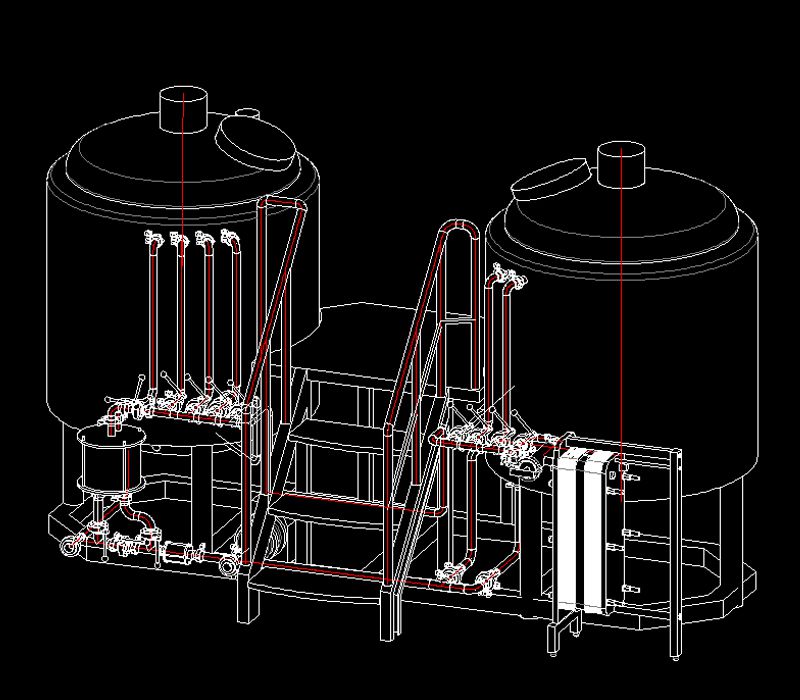 2 vesselss ,500L craft mashing system for European market